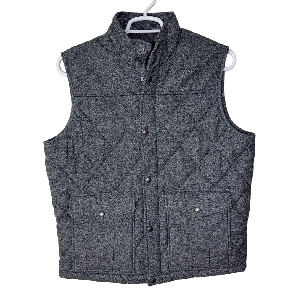 Banana Republic Men's Large Vest Quilted Gray Button Up EUC
